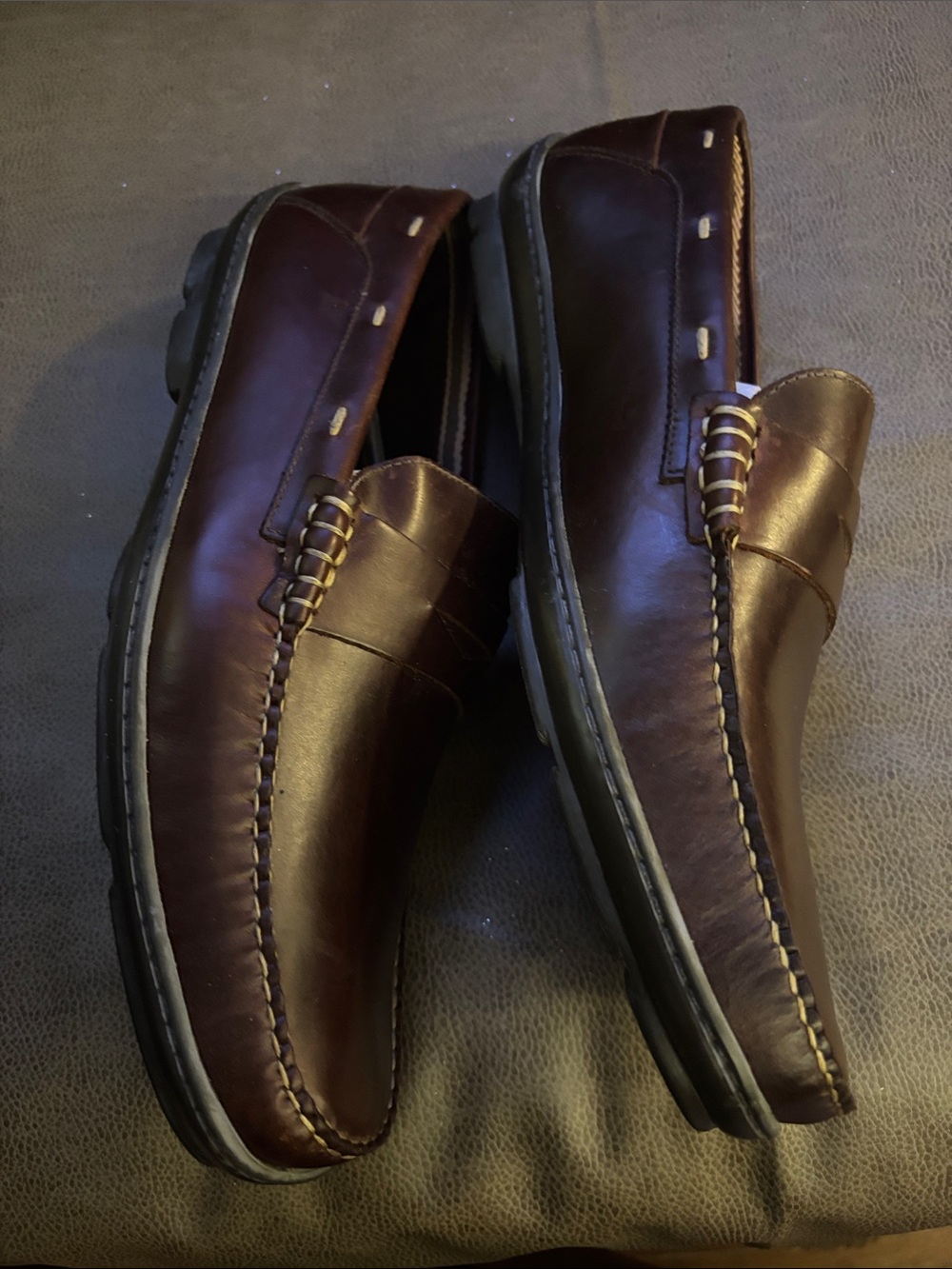 Johnston & Murphy Men's Brown Leather Penny Loafers - Picture 3 of 8